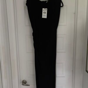 Zara Classic Black long dress with shoulder pads